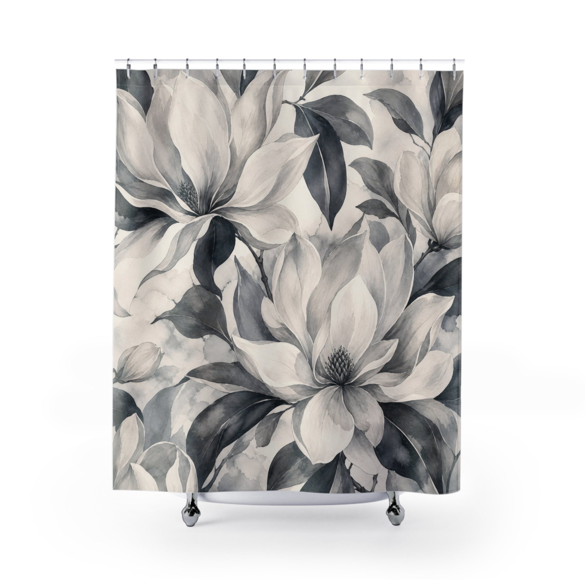 White Magnolia Botanical Shower Curtain