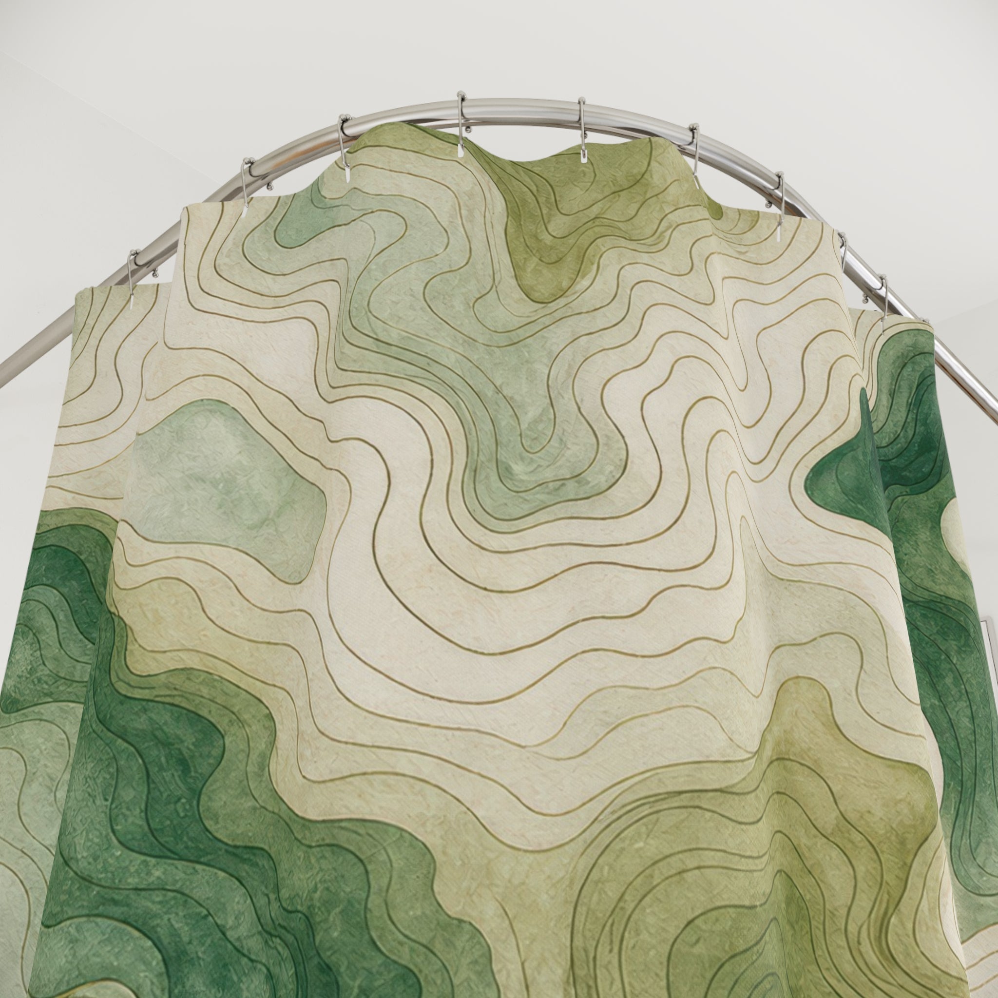 Sage Olive Marble Contour Shower Curtain
