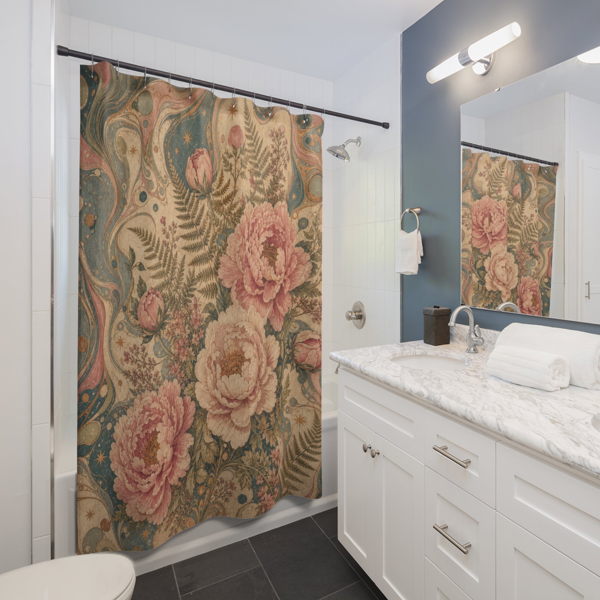 Vintage Rose Paisley Shower Curtain