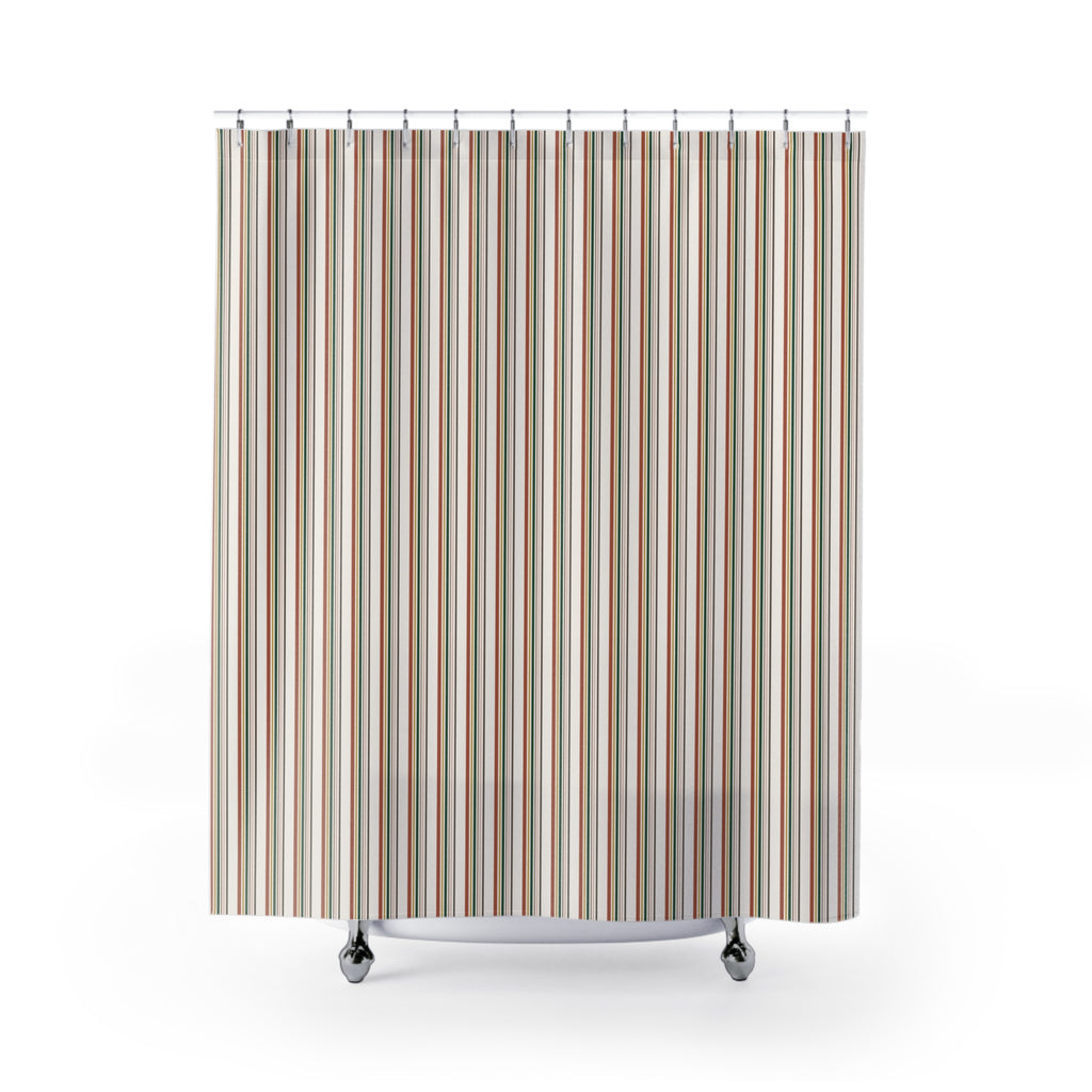 Boho Multi Stripe Shower Curtain – Warm Earth Tones