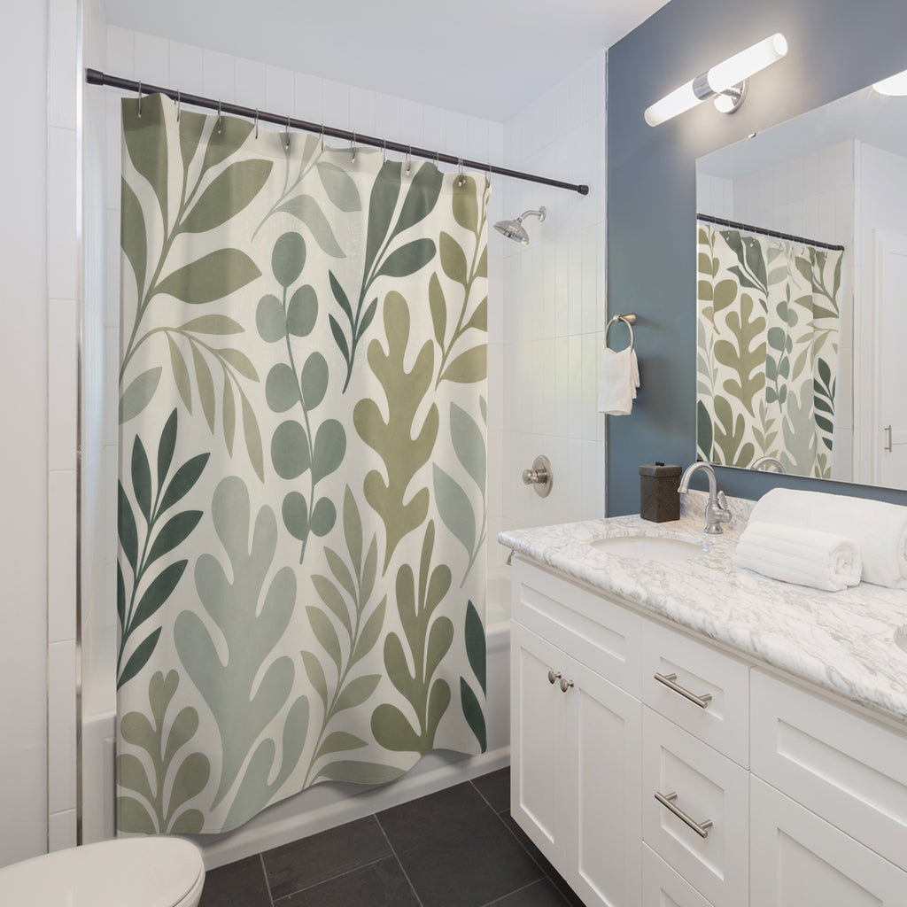Sage Cutout Leaf Shower Curtain