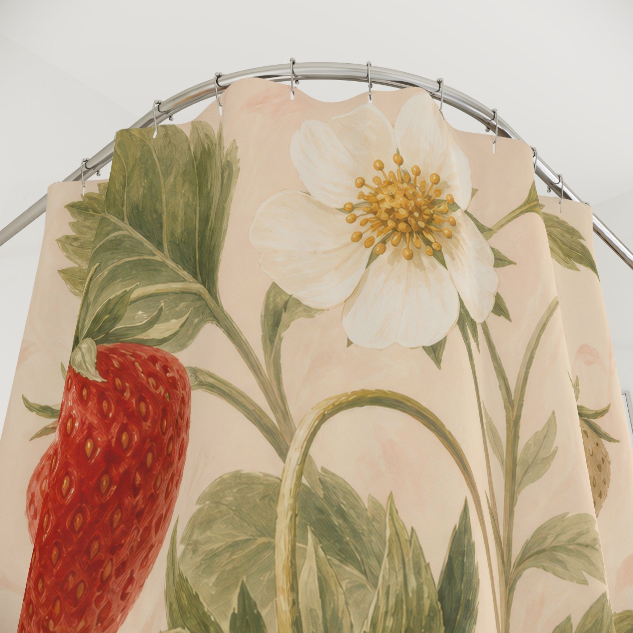 Cottagecore Fruit Floral Strawberry Shower Curtain