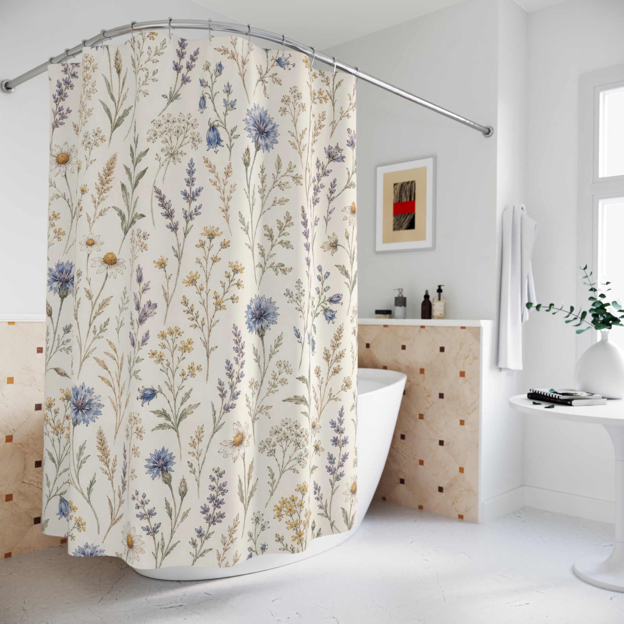 French Country Meadow Floral Shower Curtain