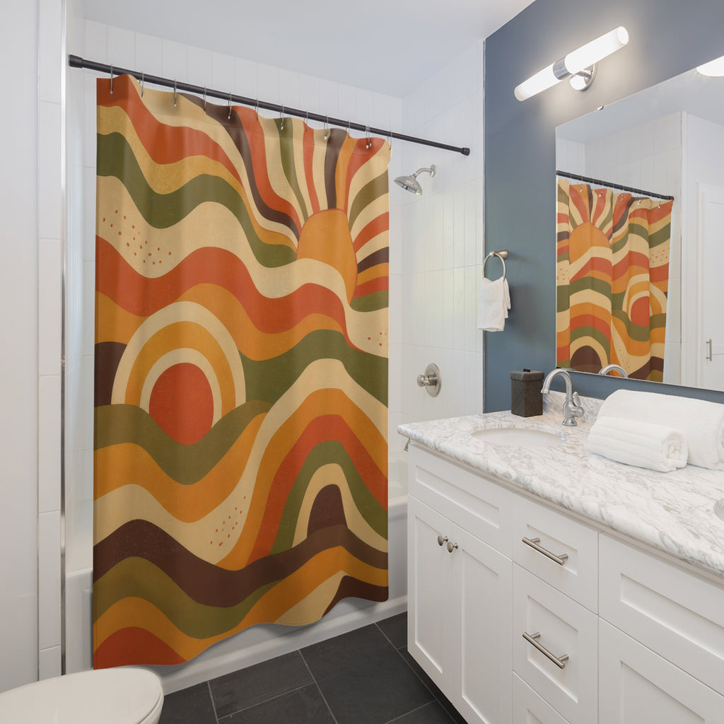 Groovy Sun Wave Shower Curtain