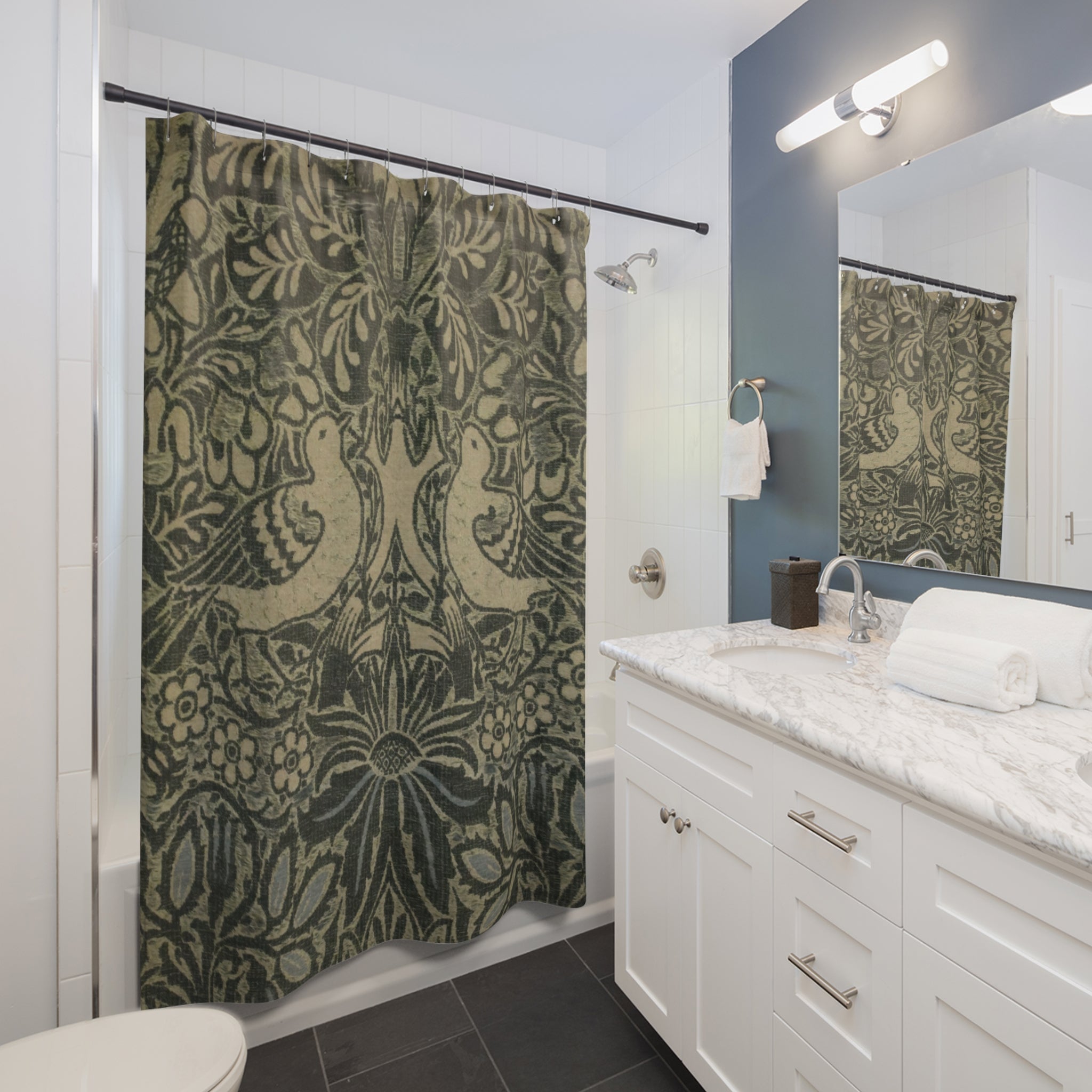 Morris Dove & Rose Shower Curtain – 1879 Olive Cream