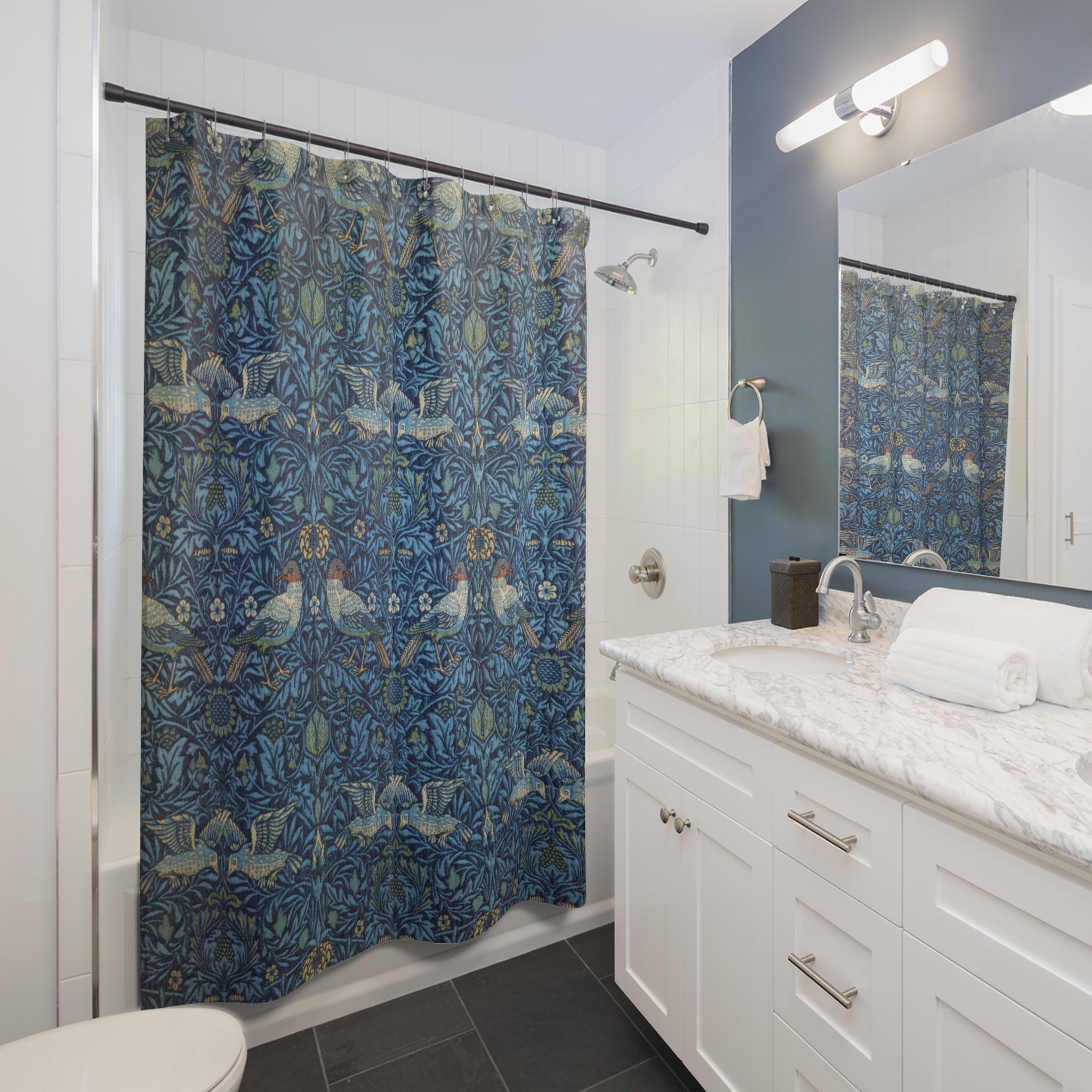 William Morris Bird Shower Curtain – Indigo