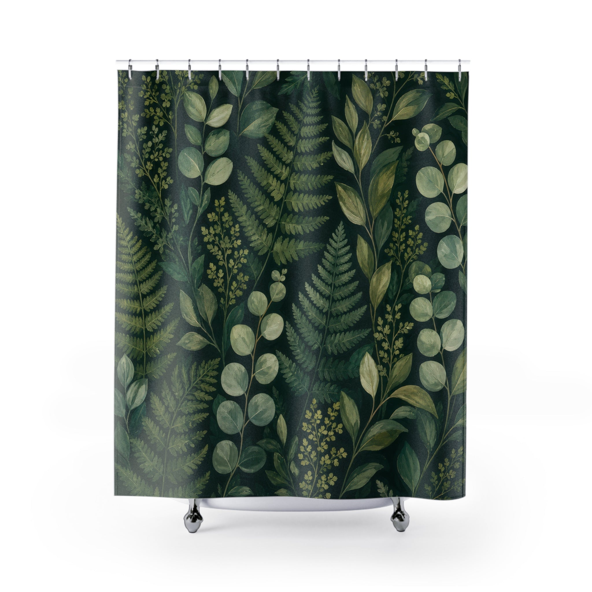 Dark Fern Leaf Shower Curtain