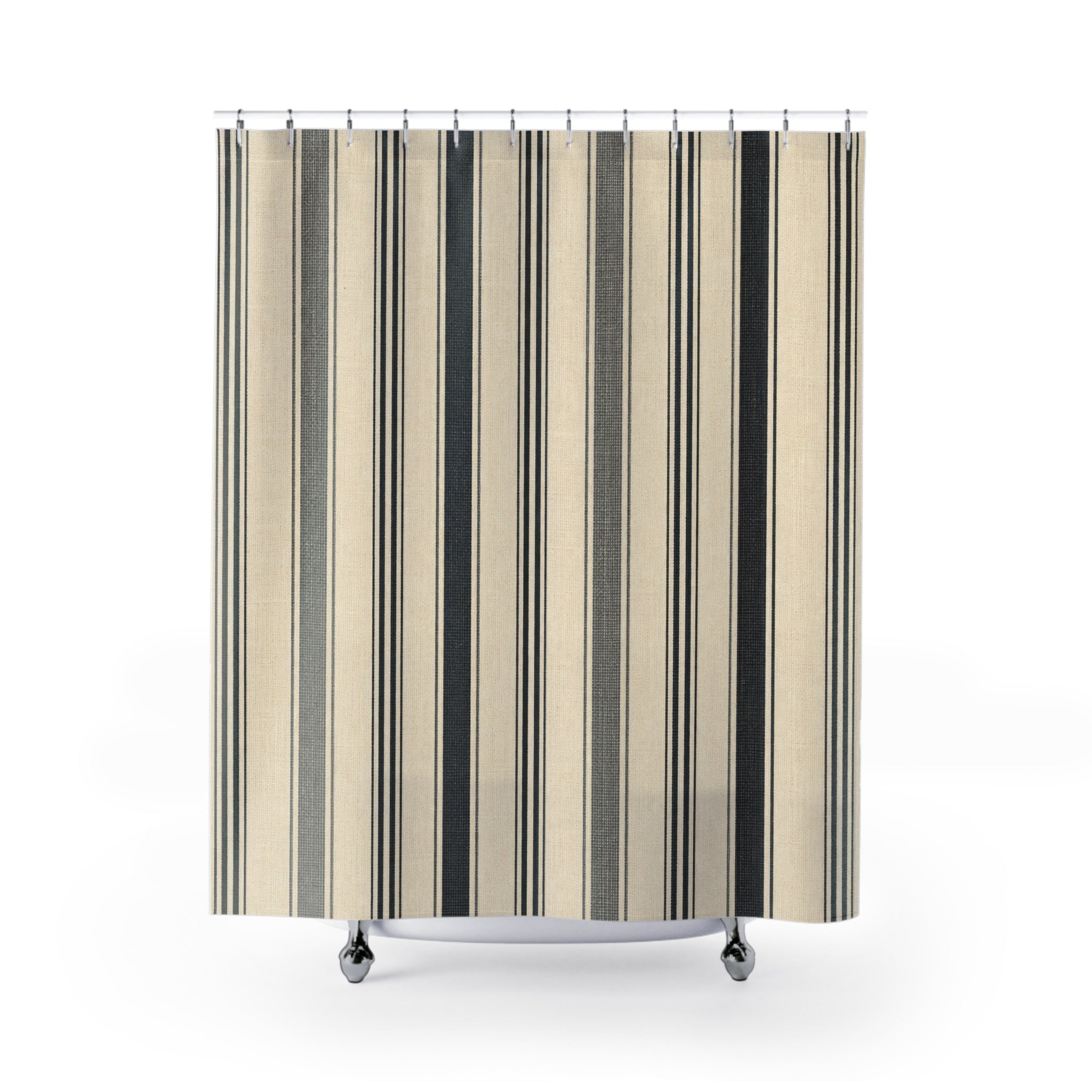 Black Ticking Stripe Shower Curtain