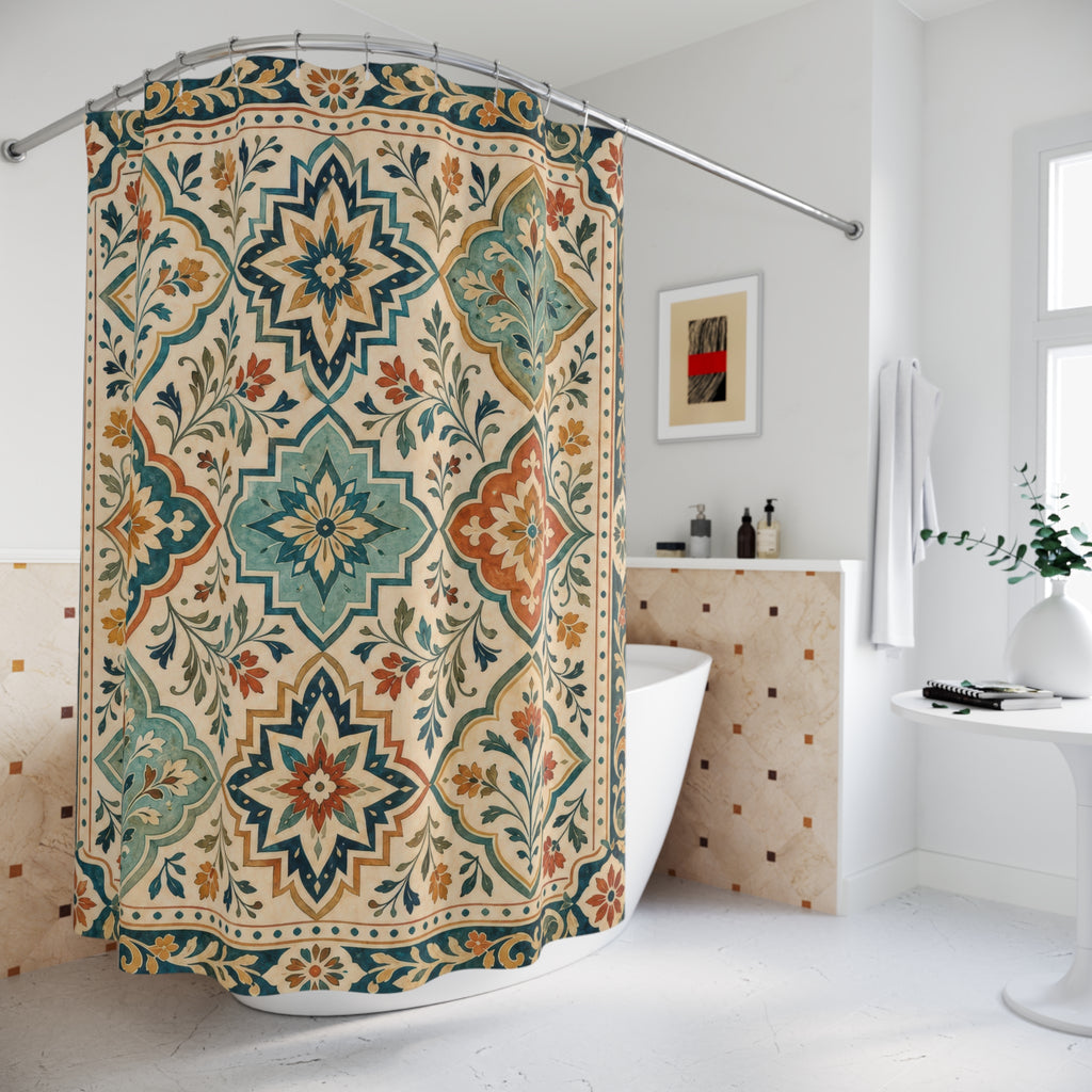 Moroccan Tile Boho Shower Curtain