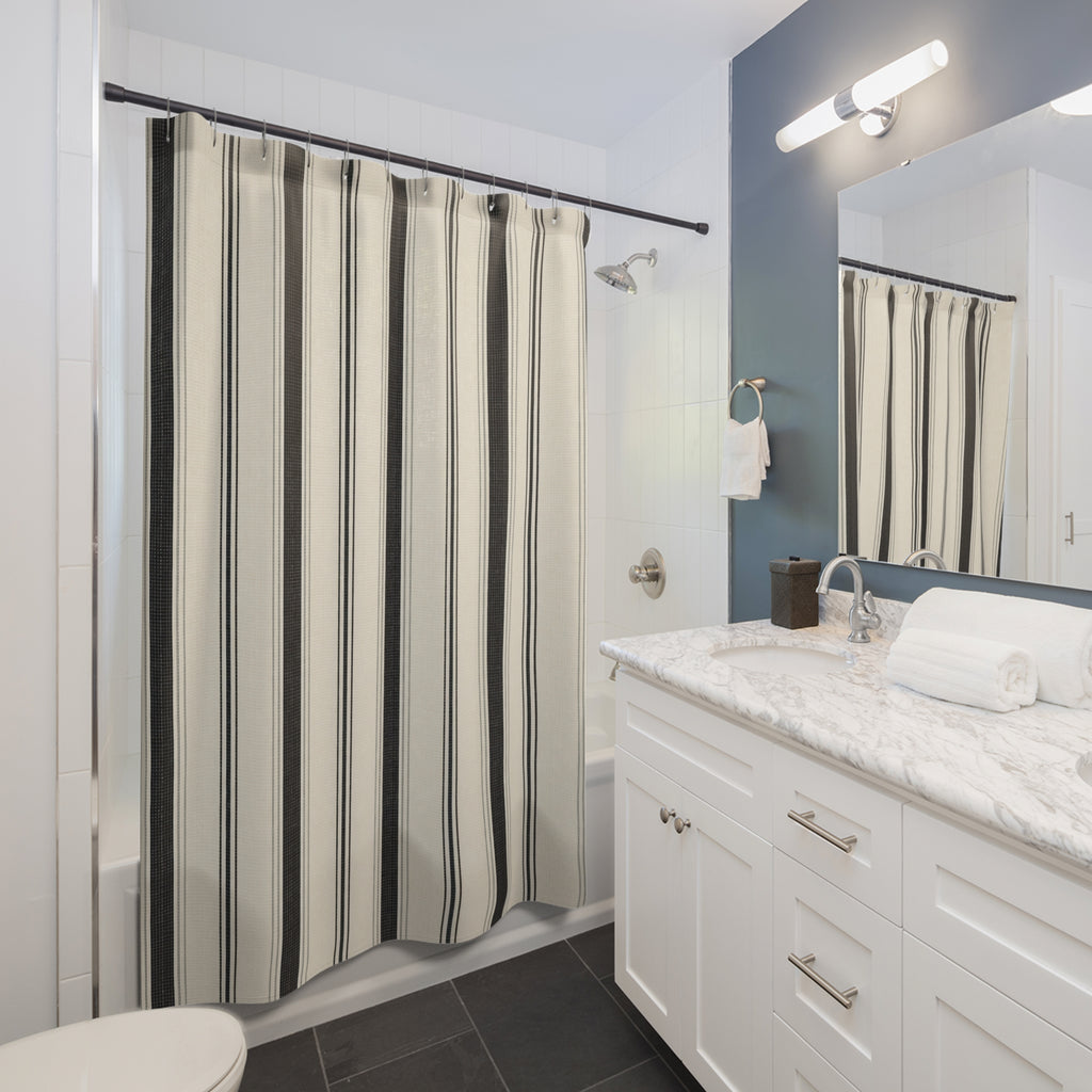 Tailored Black Stripe Shower Curtain