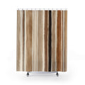 Brown Tan Watercolor Vertical Stripe Shower Curtain