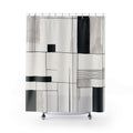 Black White Block Line Shower Curtain