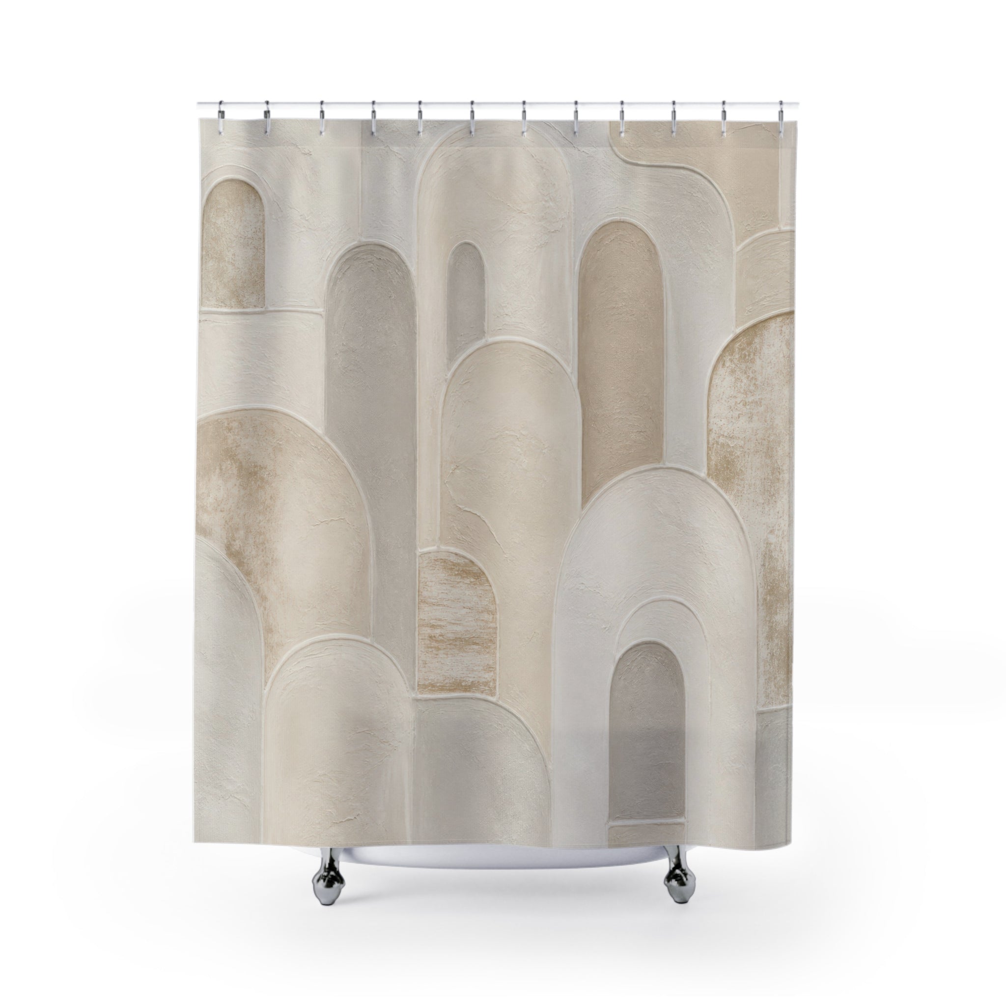 Neutral Abstract Arch Shower Curtain