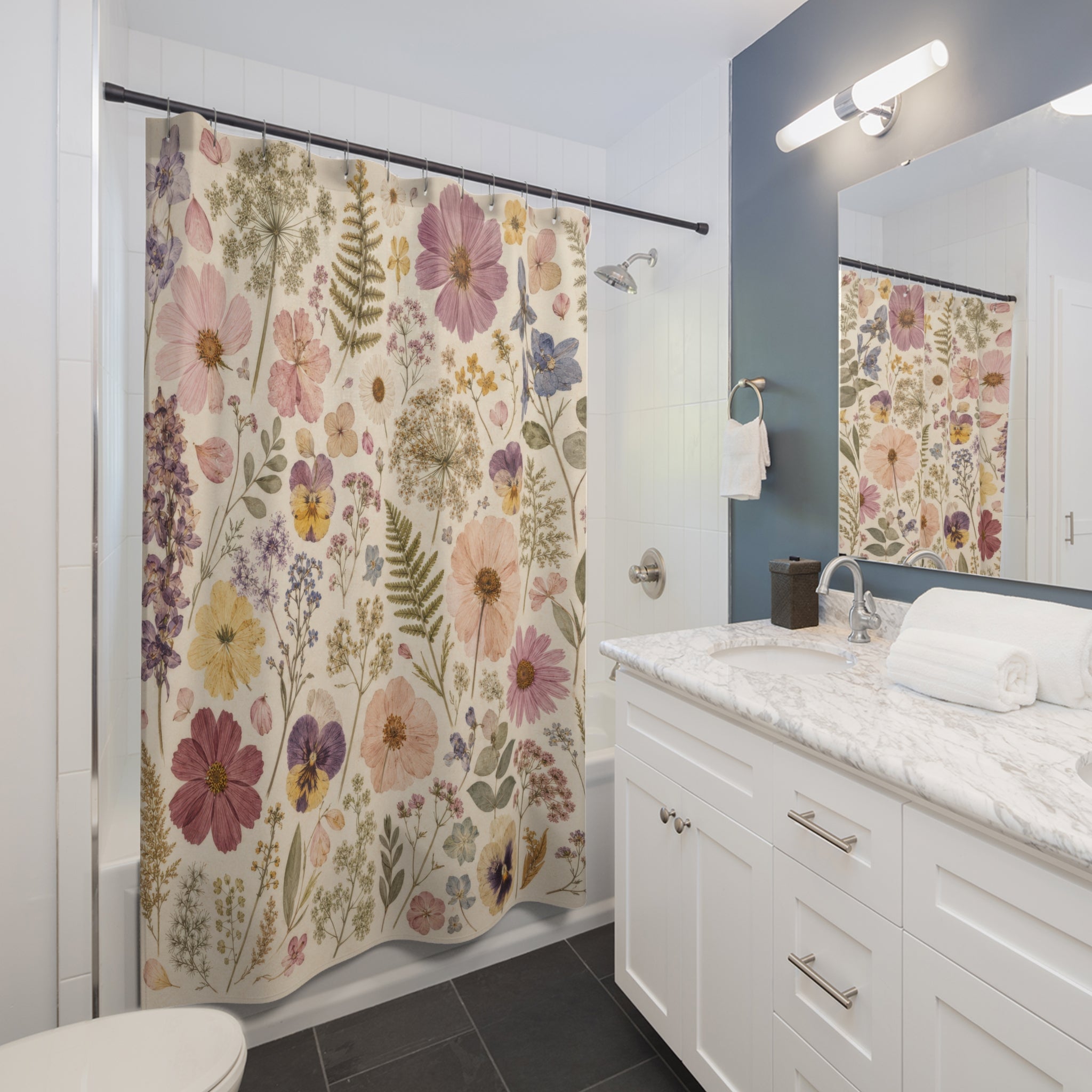 Pressed Flower Botanical Shower Curtain