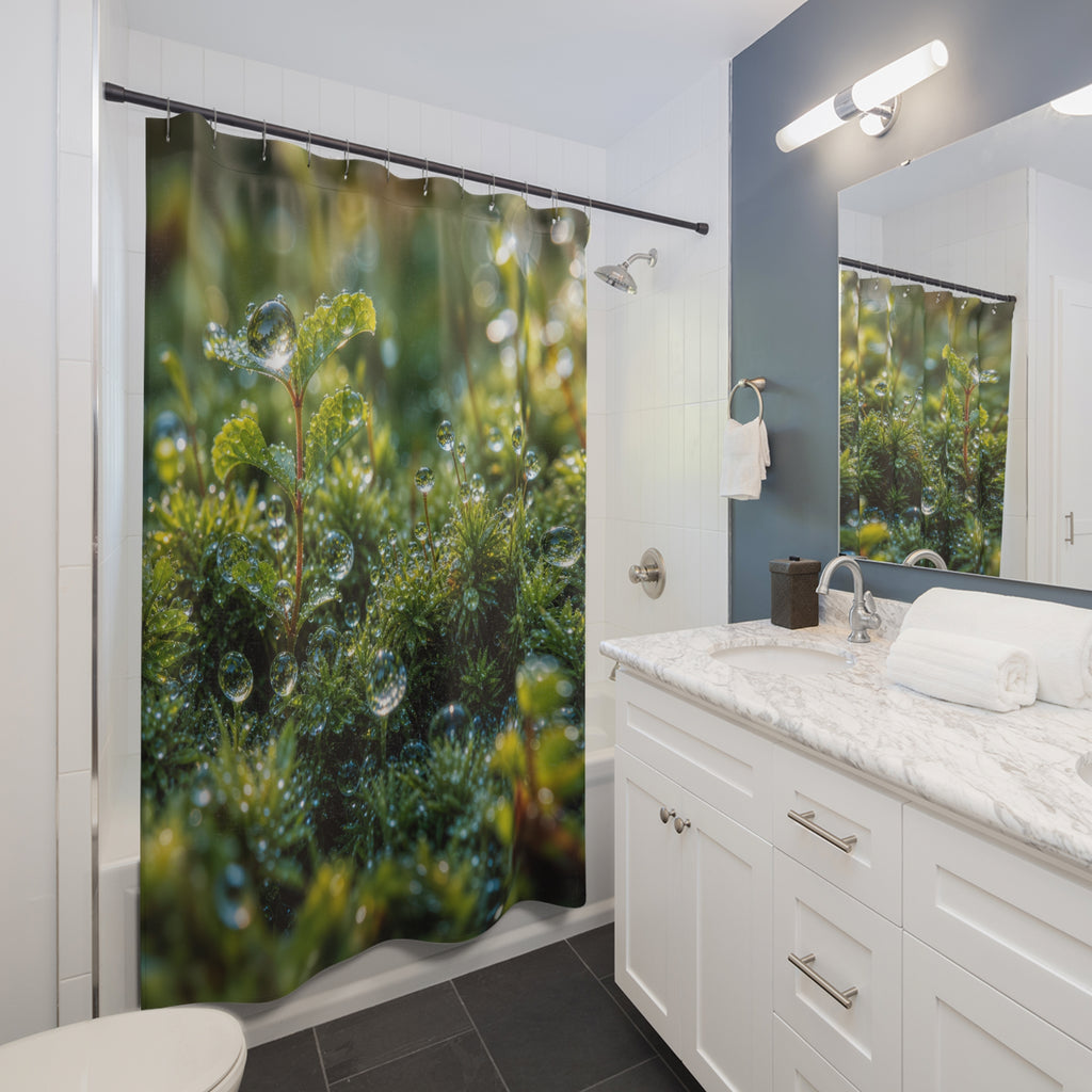 Macro Dew Moss Fine Art Photo Shower Curtain