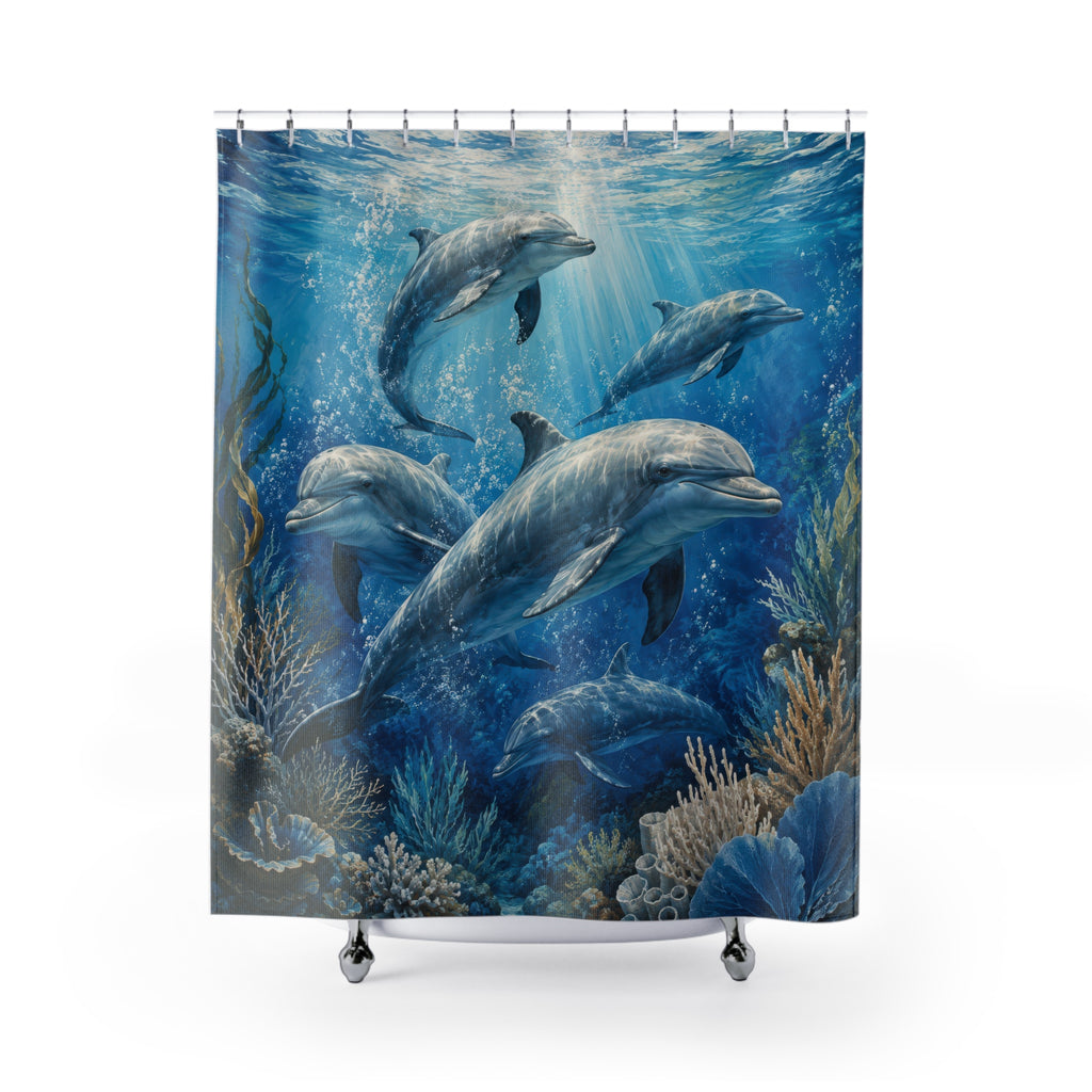 Dolphin Shower Curtain: Aqua Ocean