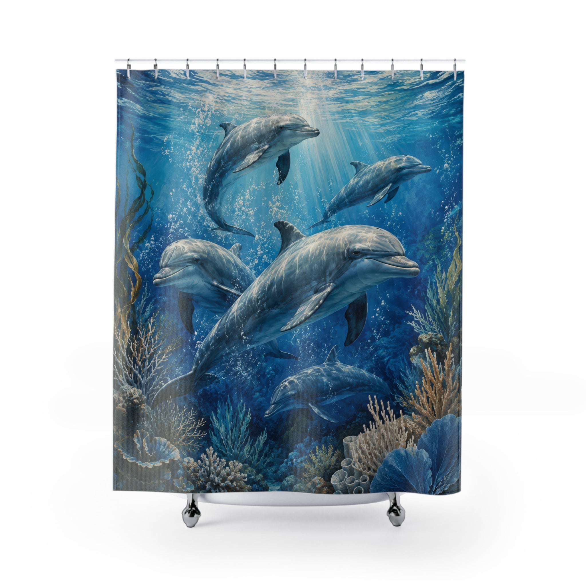 Dolphin Shower Curtain: Aqua Ocean