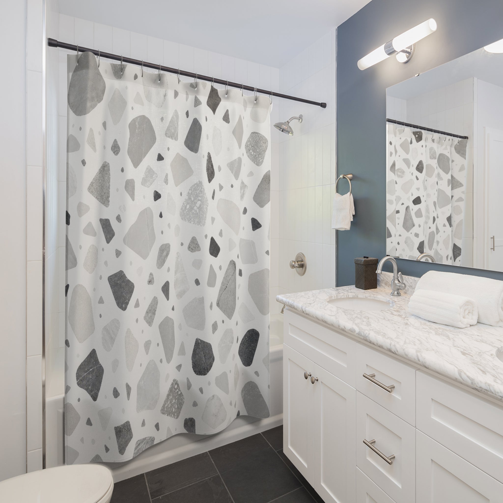 Grey Terrazzo Shower Curtain