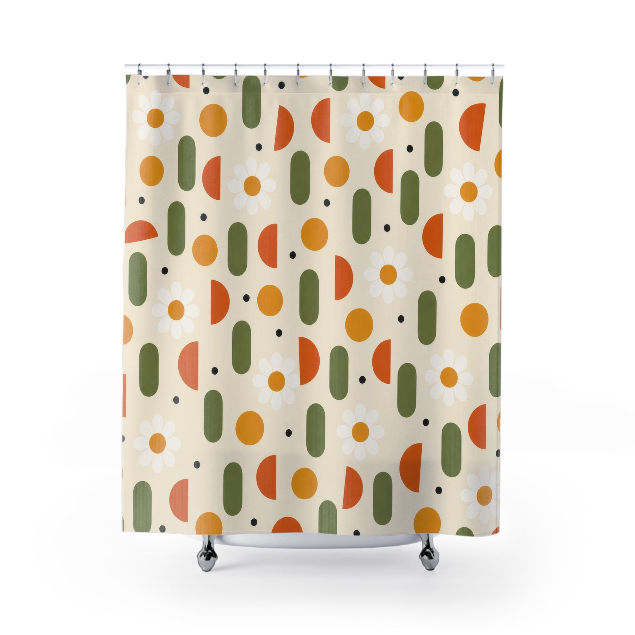 60s Daisy Retro Shower Curtain: 60s Daisy Shower Curtain