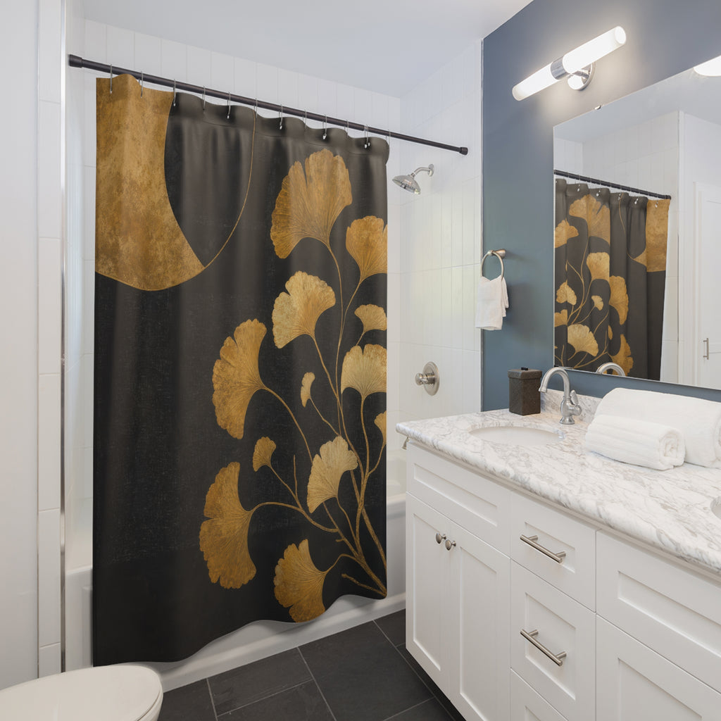 Ginkgo Eclipse Gold Shower Curtain