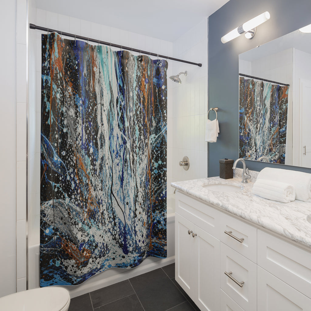Action Painting Waterfall Print Shower Curtain