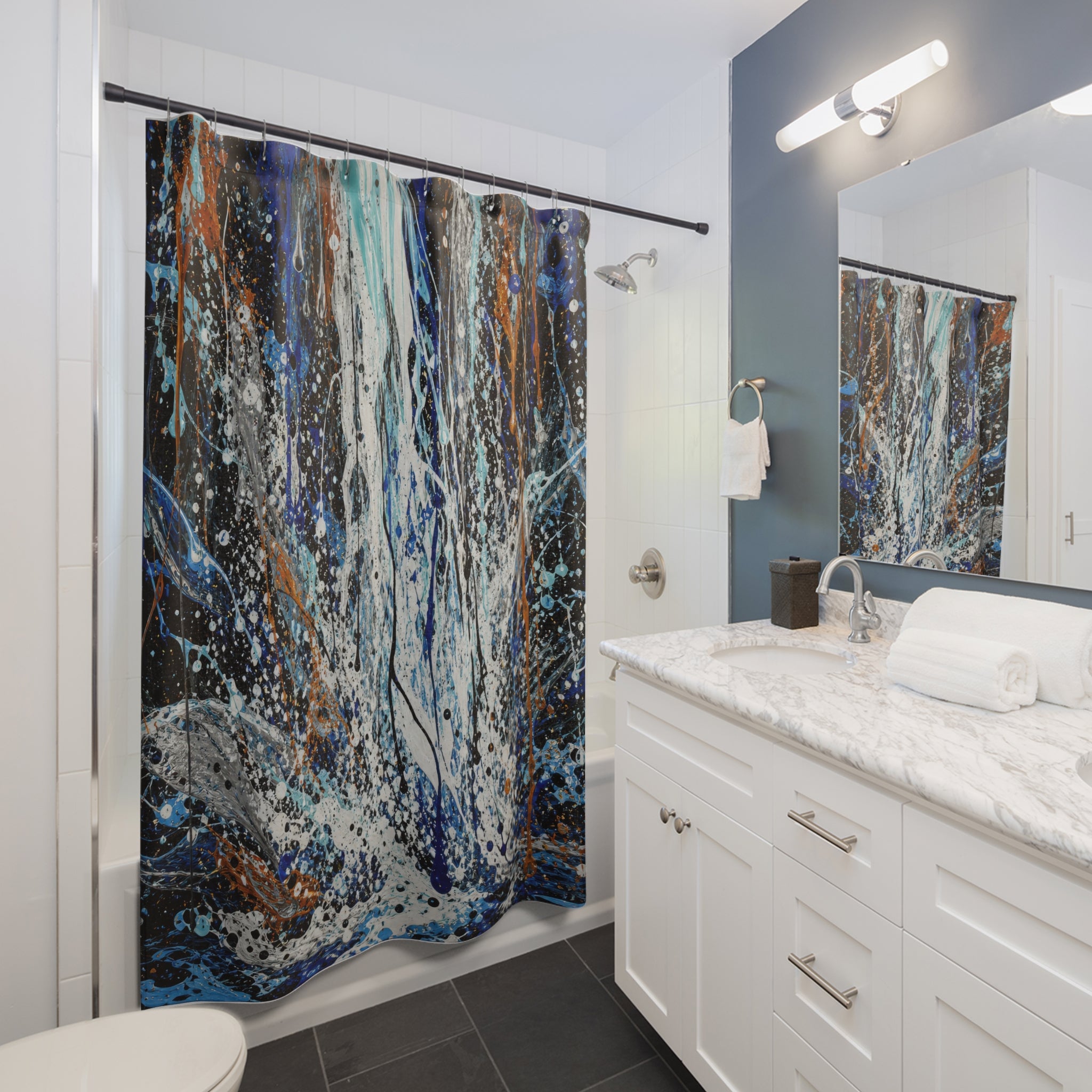 Action Painting Waterfall Print Shower Curtain