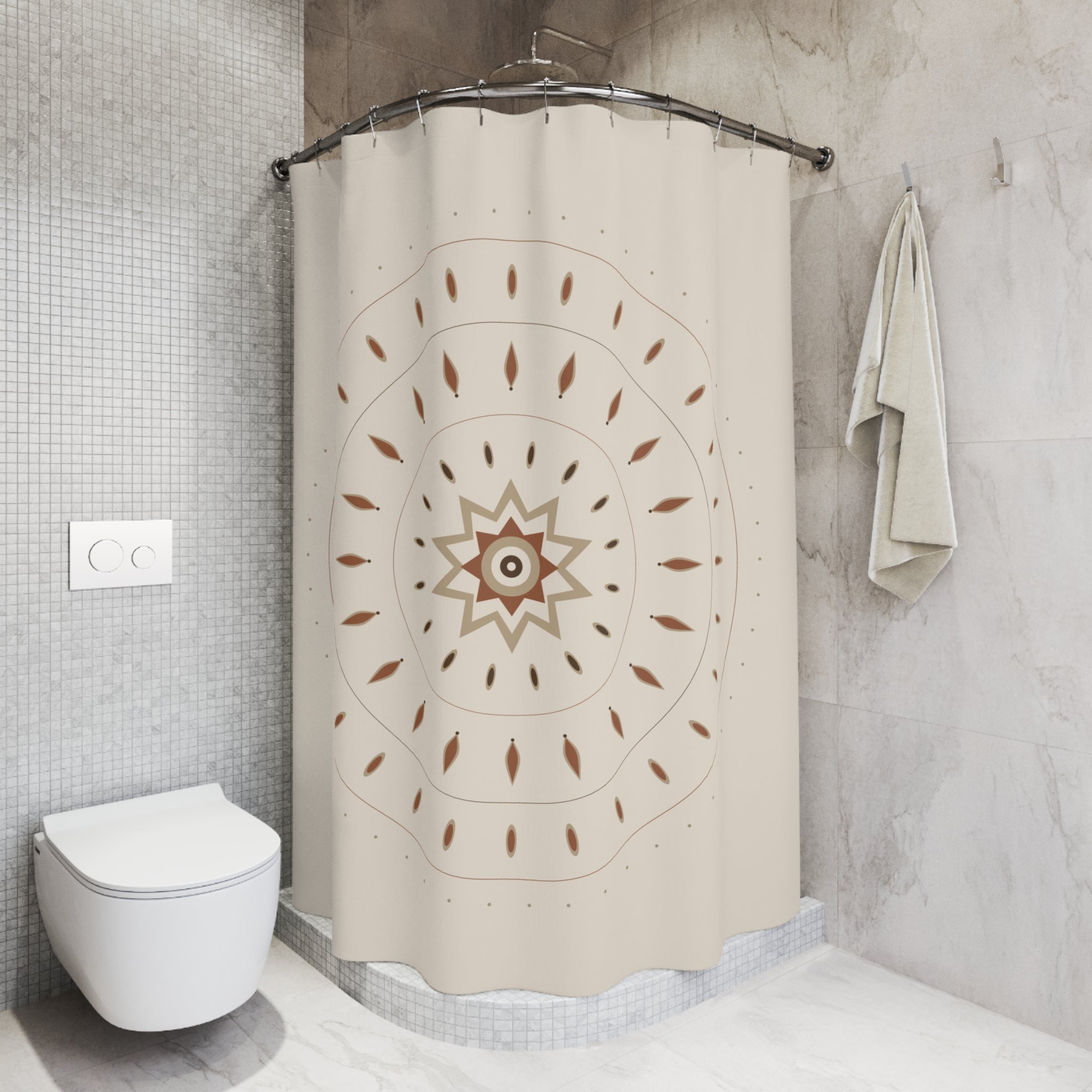 Earth Tone Mandala Shower Curtain – Brown & Rust