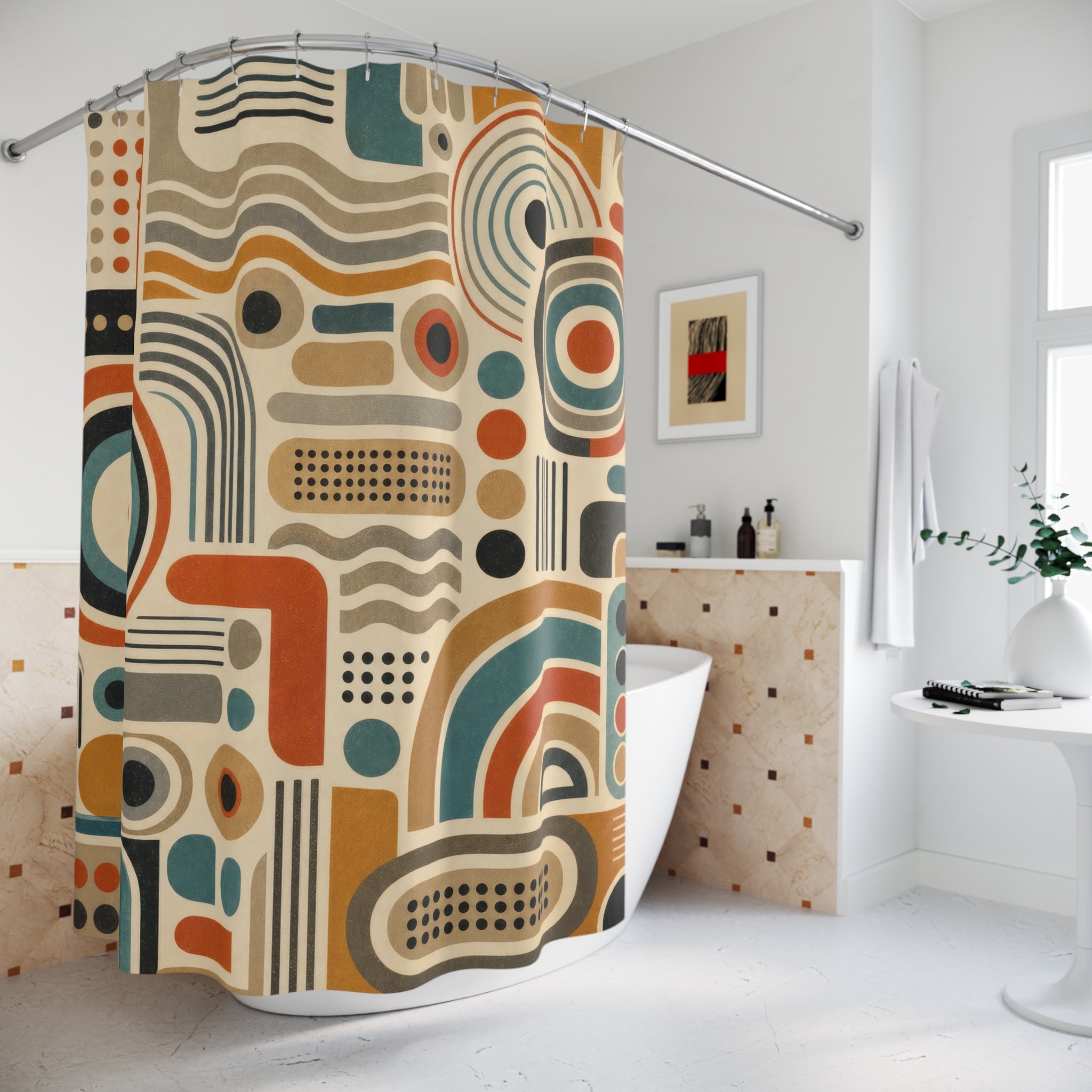 Retro Radio Abstract Shower Curtain