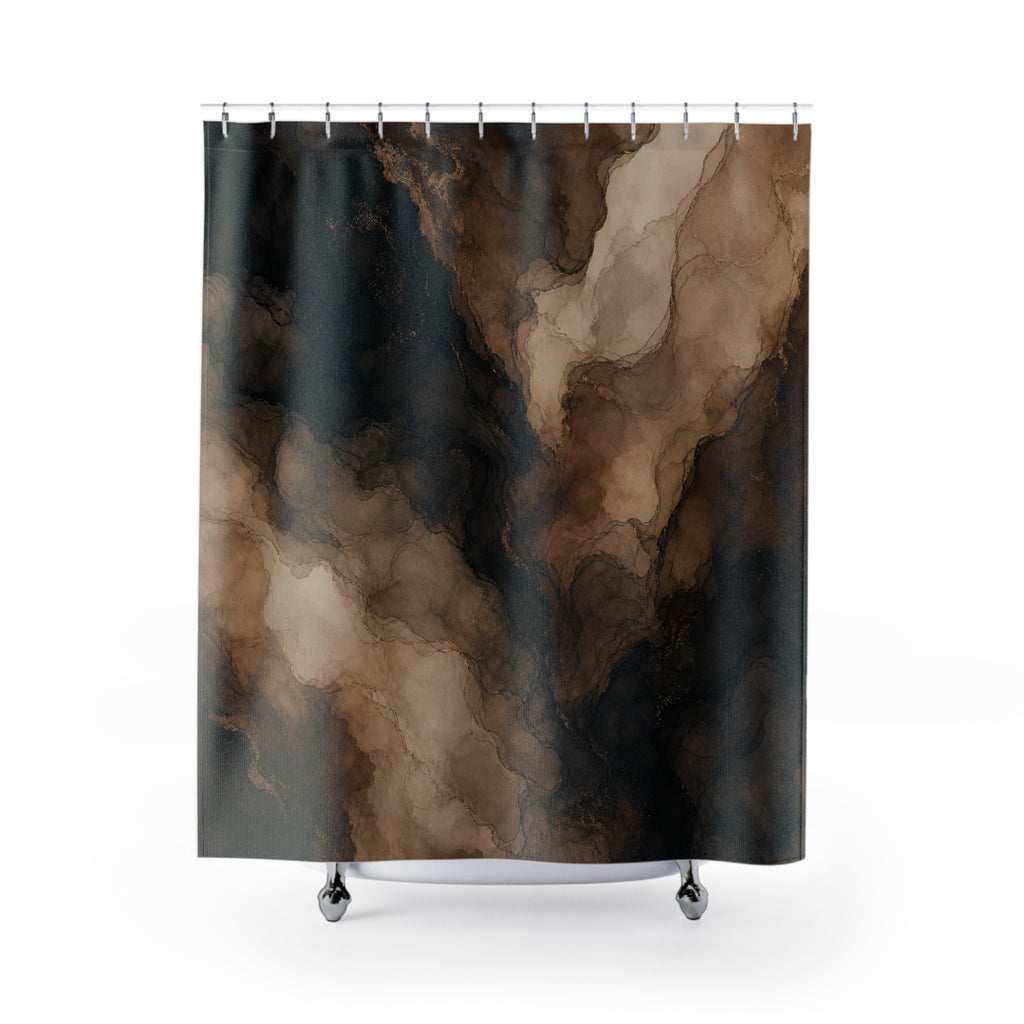Black Brown Smoky Stone Shower Curtain