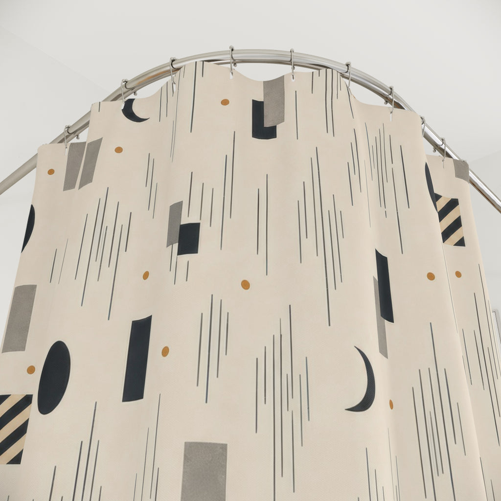 Noir Black White Shower Curtain