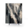 Black Abstract Shower Curtain, Gray Cream Modern Bath Decor, Smoky Mineral Pattern, Modern Smoky Dark Neutral Guest Bathroom Decor Style