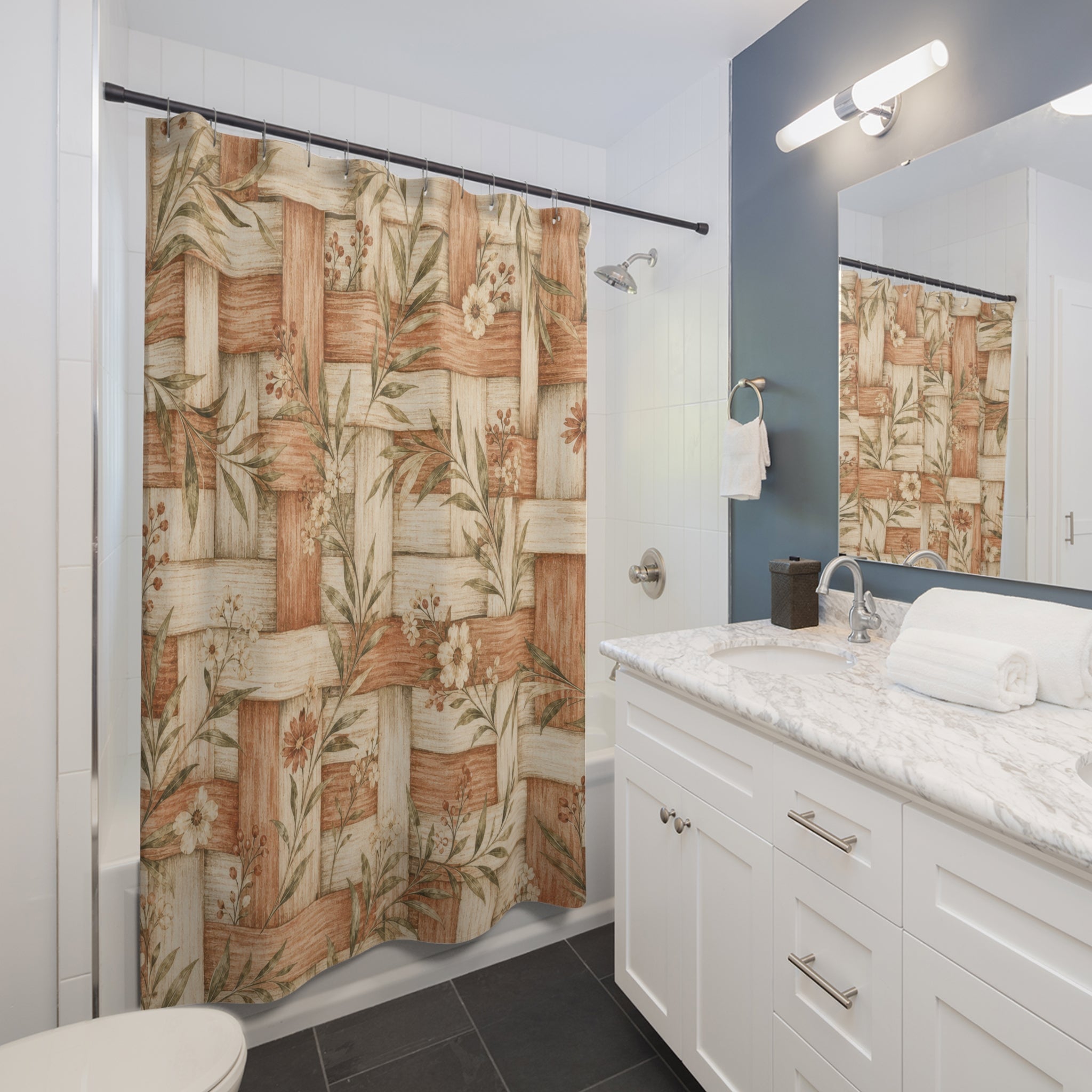 Rustic Willow Basket Shower Curtain