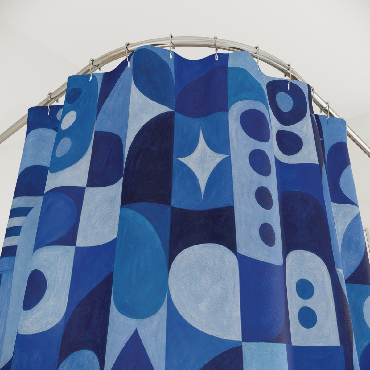 Blue Geometric Shower Curtain