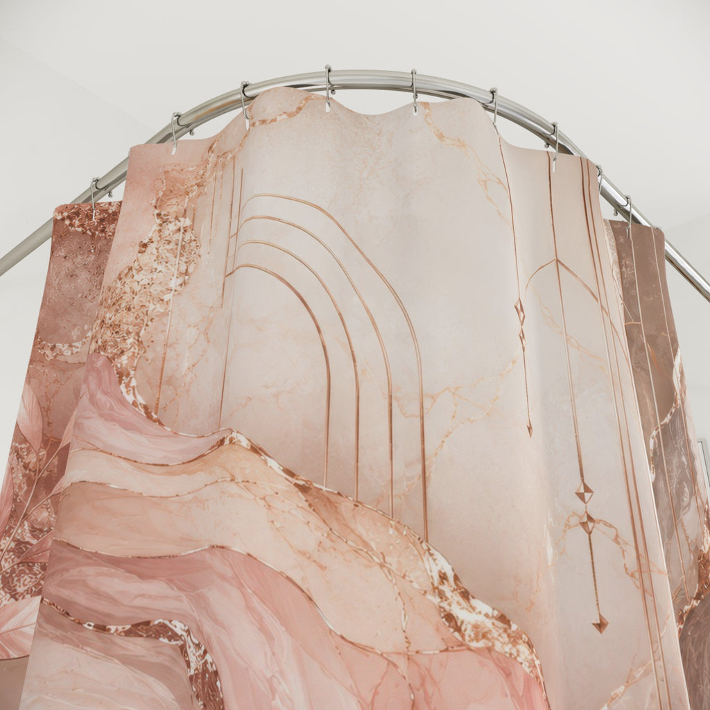 Rose Gold Shower Curtain: Art Deco Marble
