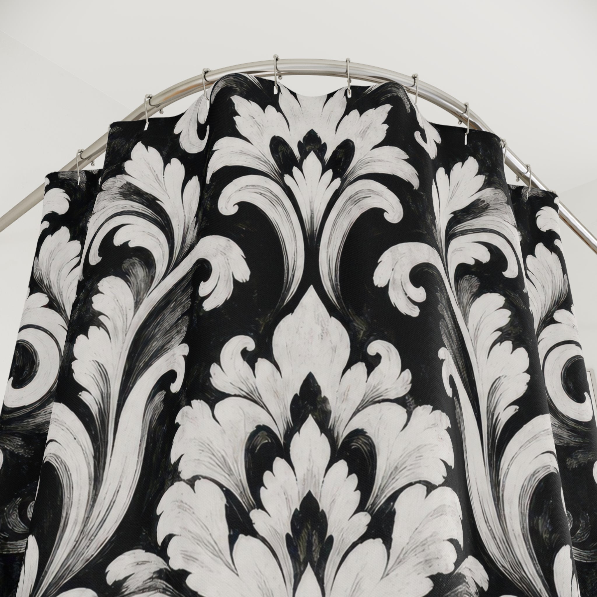 White Floral Acanthus Shower Curtain