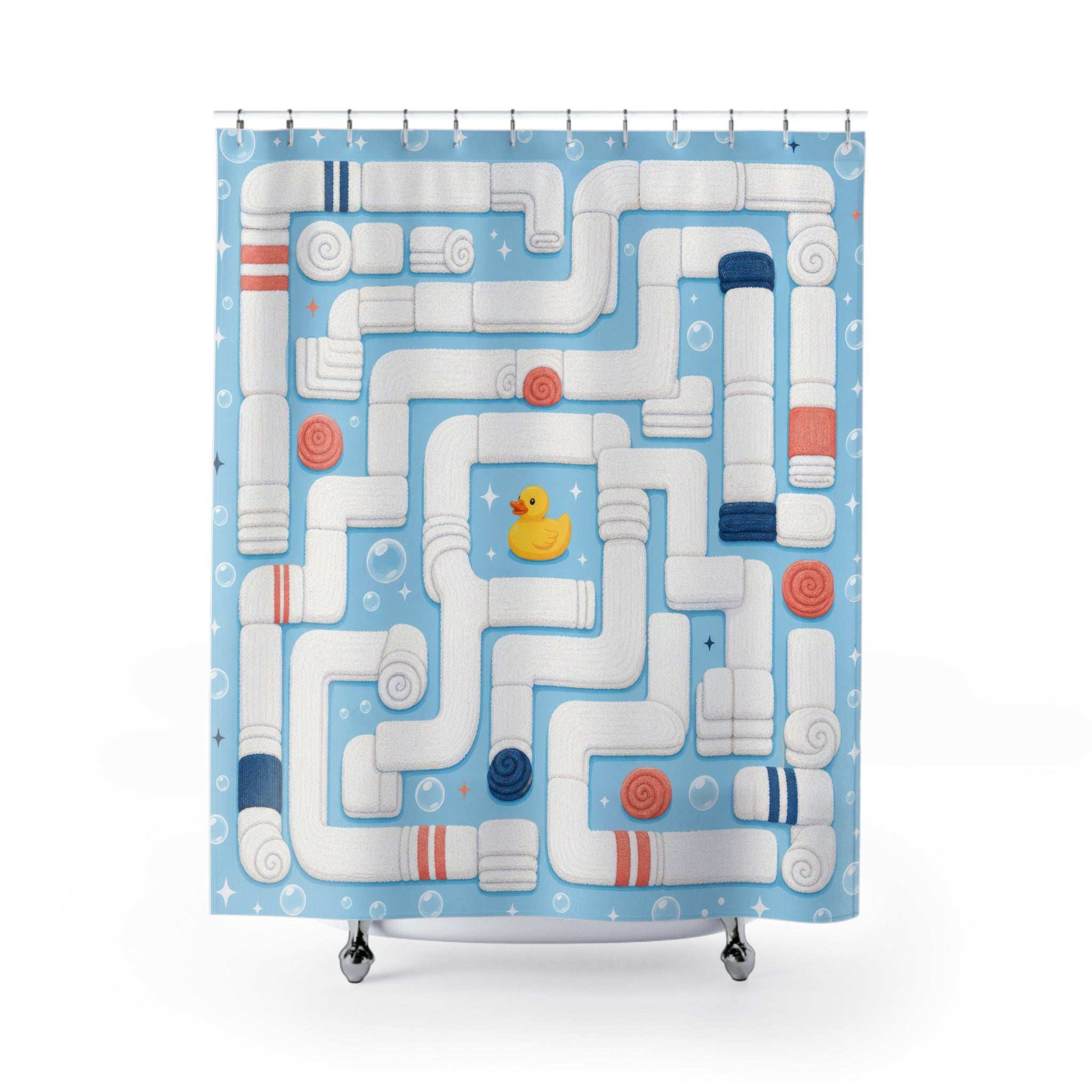Rubber Duck Pipe Maze Shower Curtain