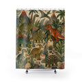 Dinosaur Jungle Shower Curtain, Prehistoric Kids Bathroom Decor, Volcano and Fern Bath Curtain, Boys Dinosaur Bathroom Art, Boys Bath Decor