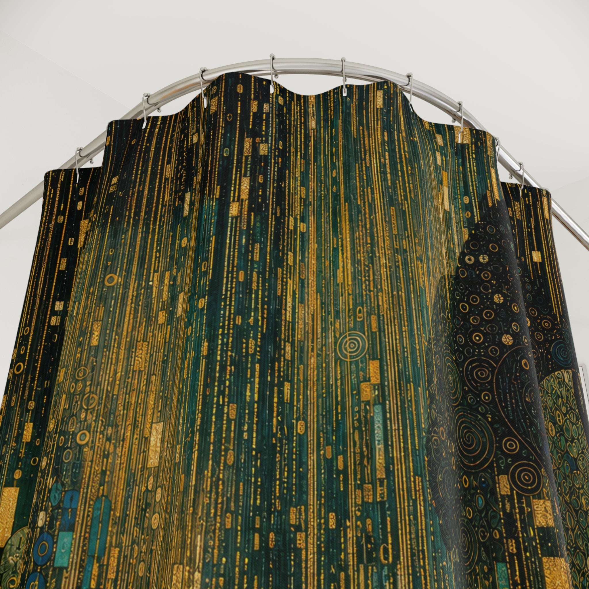 Gold Rain Forest Print Shower Curtain