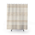 Striped Shower Curtain, Cream Beige Bath Decor, Ornamental Border Pattern, Elegant Neutral Guest Bathroom Decor, Classic Border Style