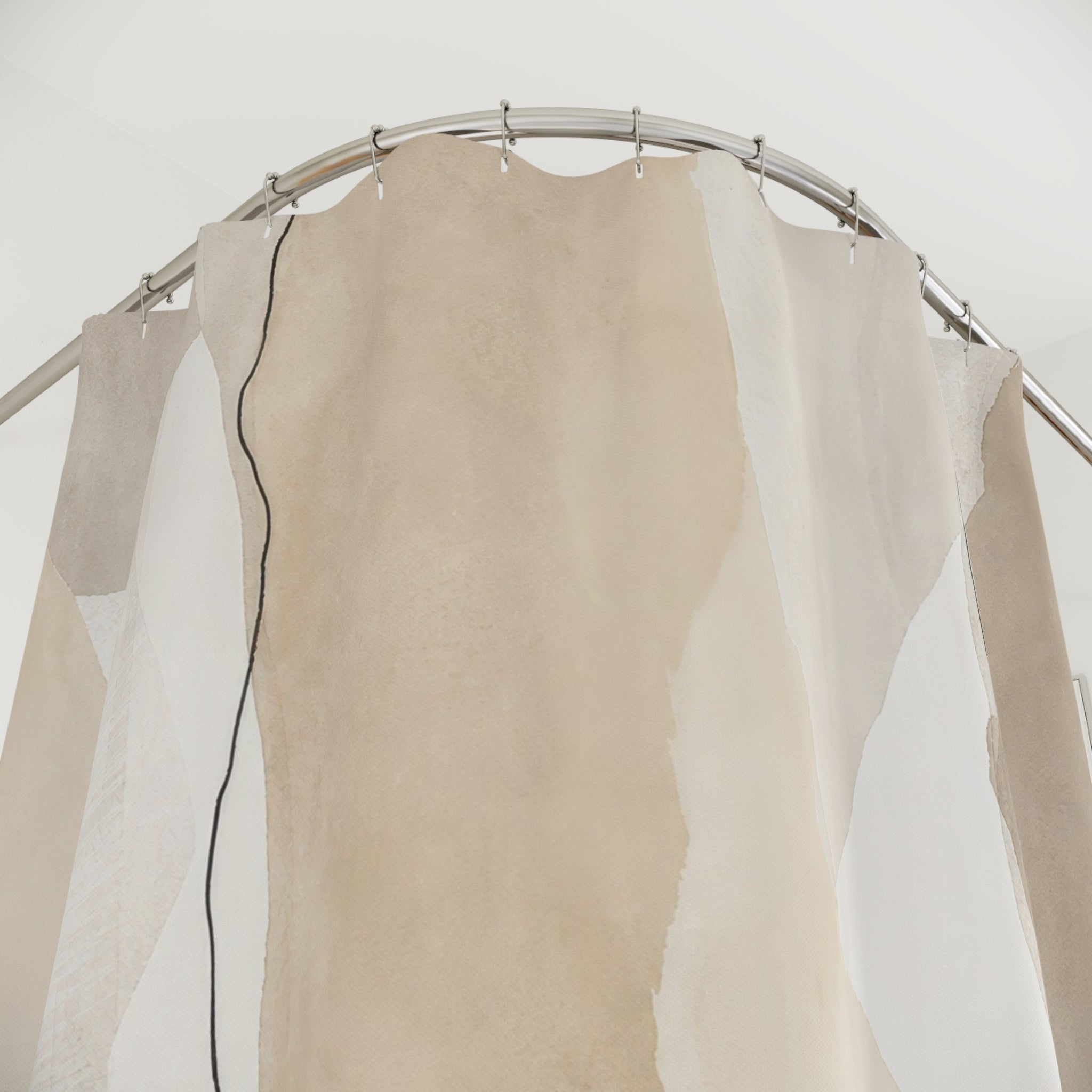 Black Beige Faceted Landscape Shower Curtain