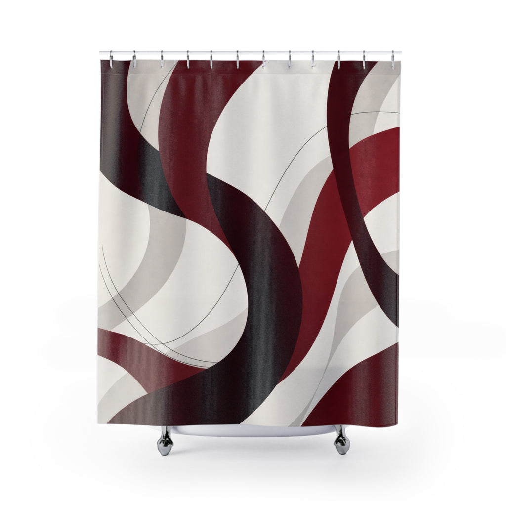 Modern Abstract Ribbon Red Shower Curtain