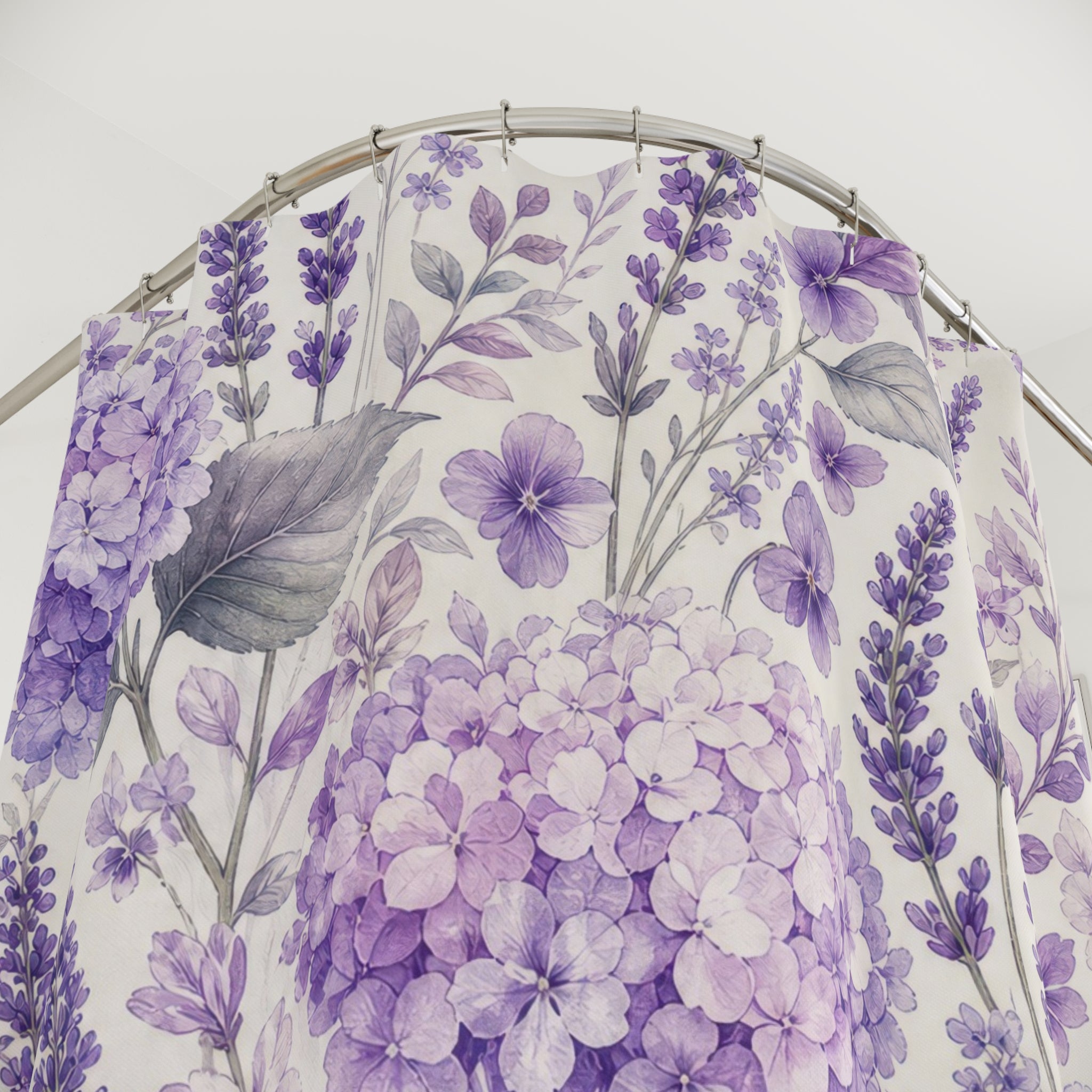 Purple Hydrangea Floral Shower Curtain