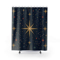Star Shower Curtain, Art Deco Celestial Constellation Pattern