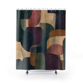 Deep Green Navy Rounded Block Shower Curtain