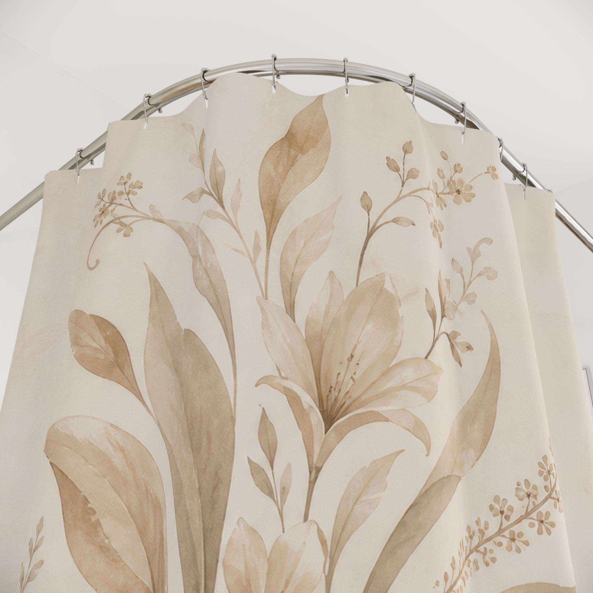 Beige Botanical Bouquet Shower Curtain