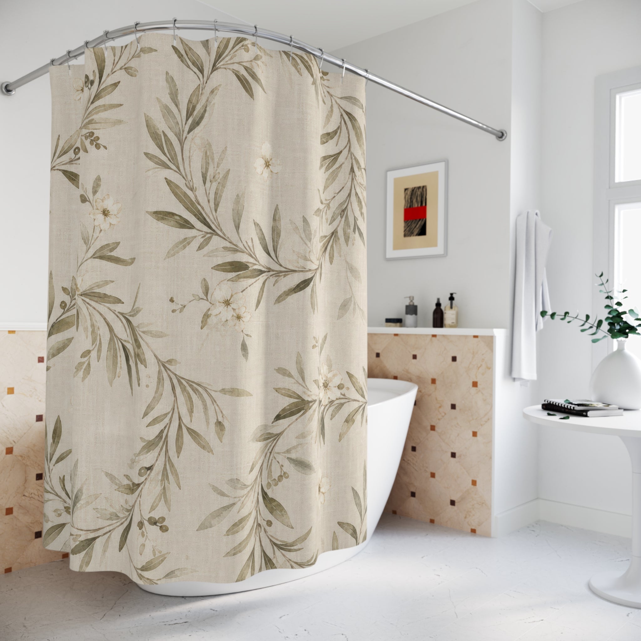 Olive Wreath Shower Curtain