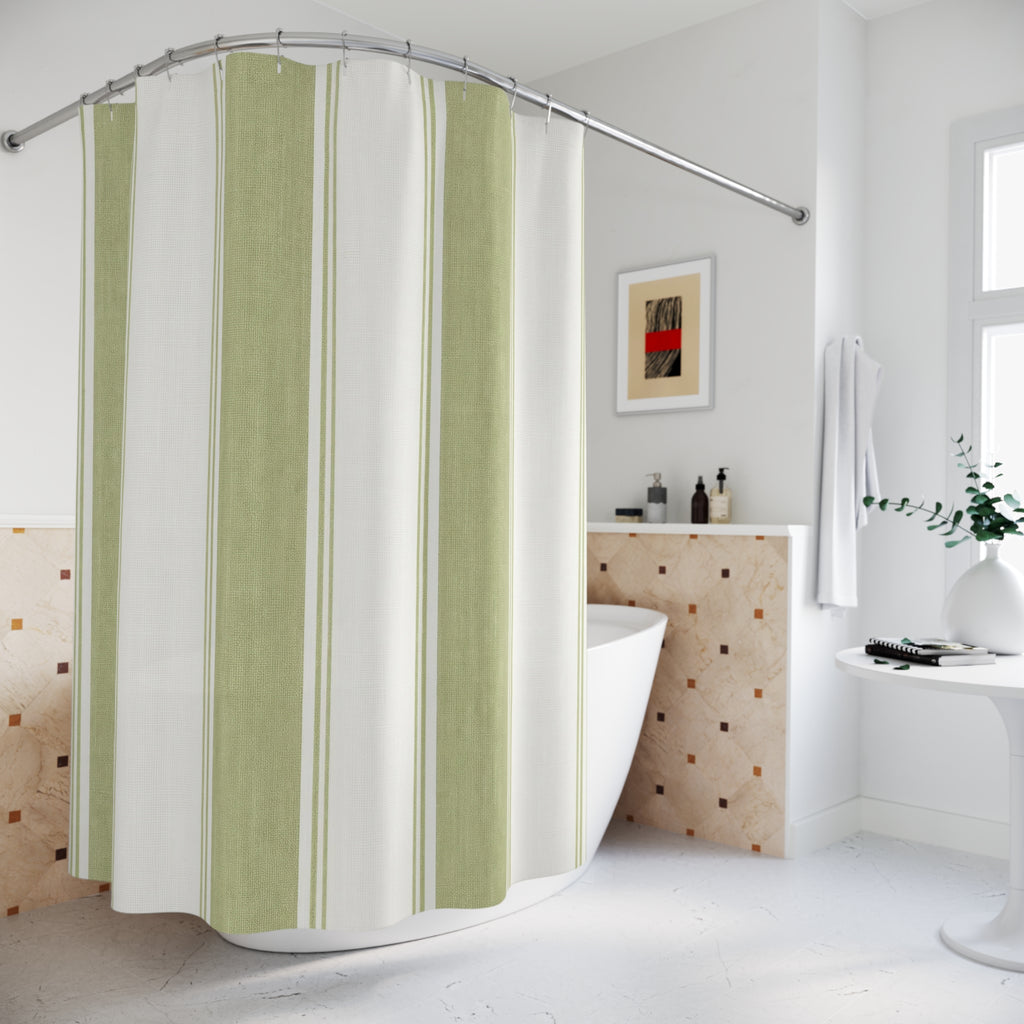 Green Tea Hotel Stripe Shower Curtain