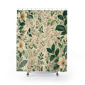 Emerald Botanical Green White Shower Curtain