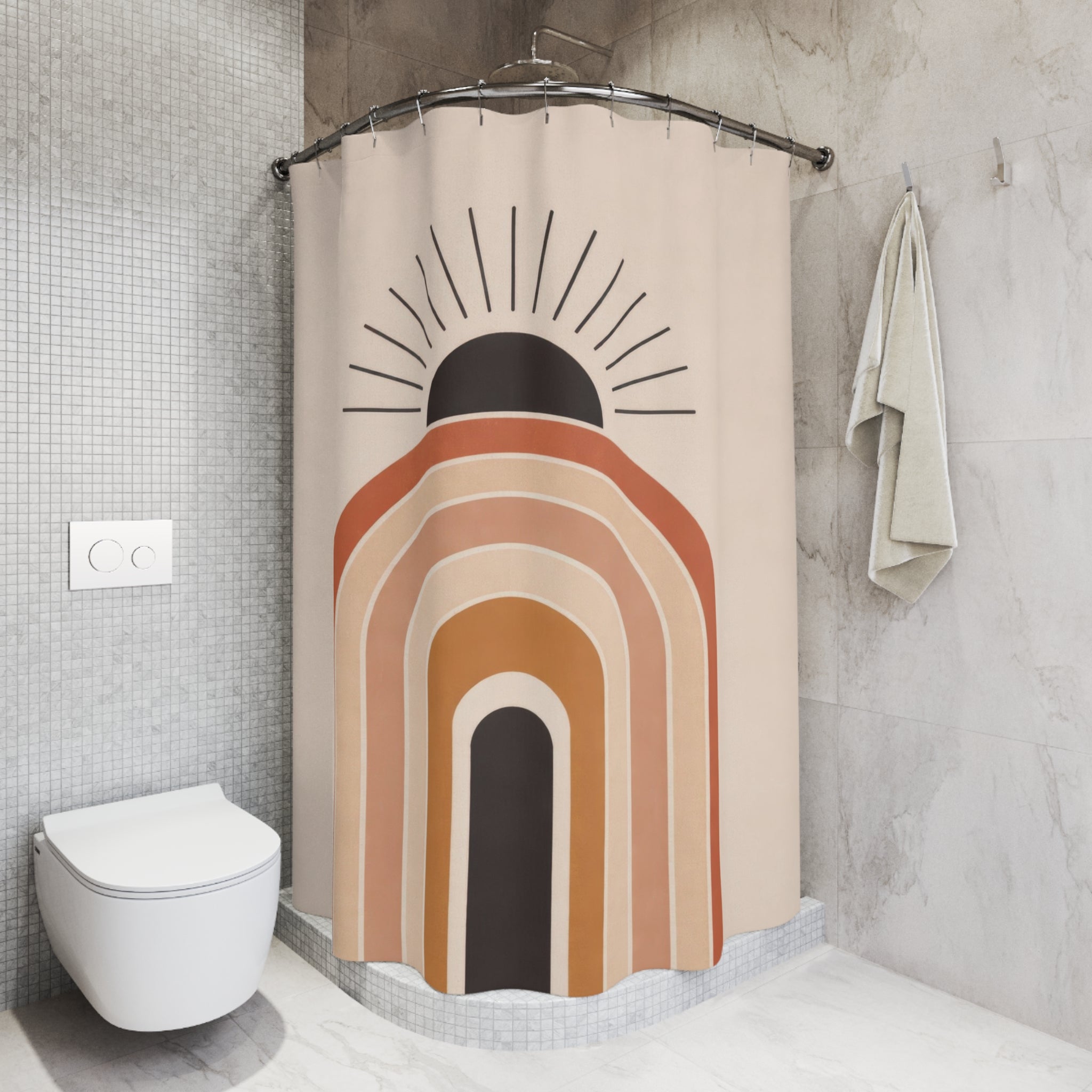 Boho Arch Shower Curtain – Terracotta Beige