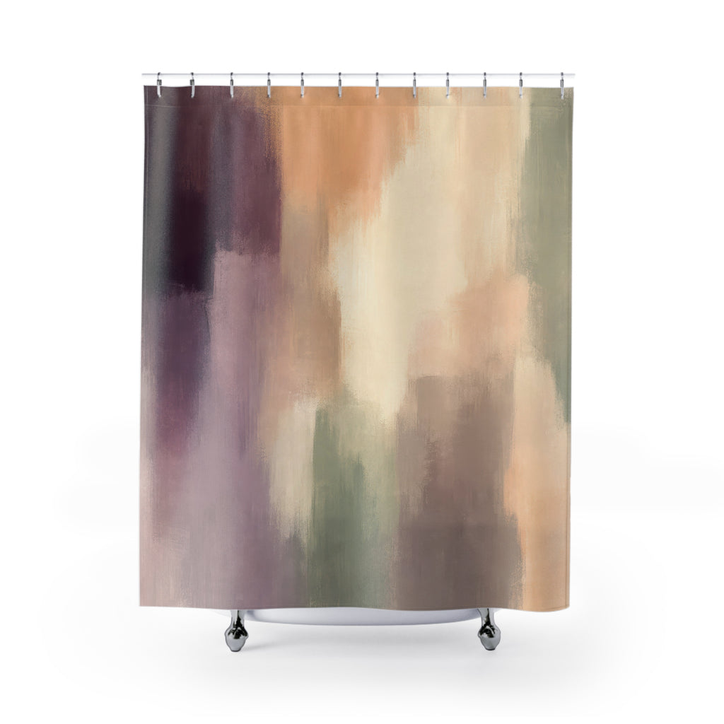 Plum Sage Pastel Abstract Brush Shower Curtain